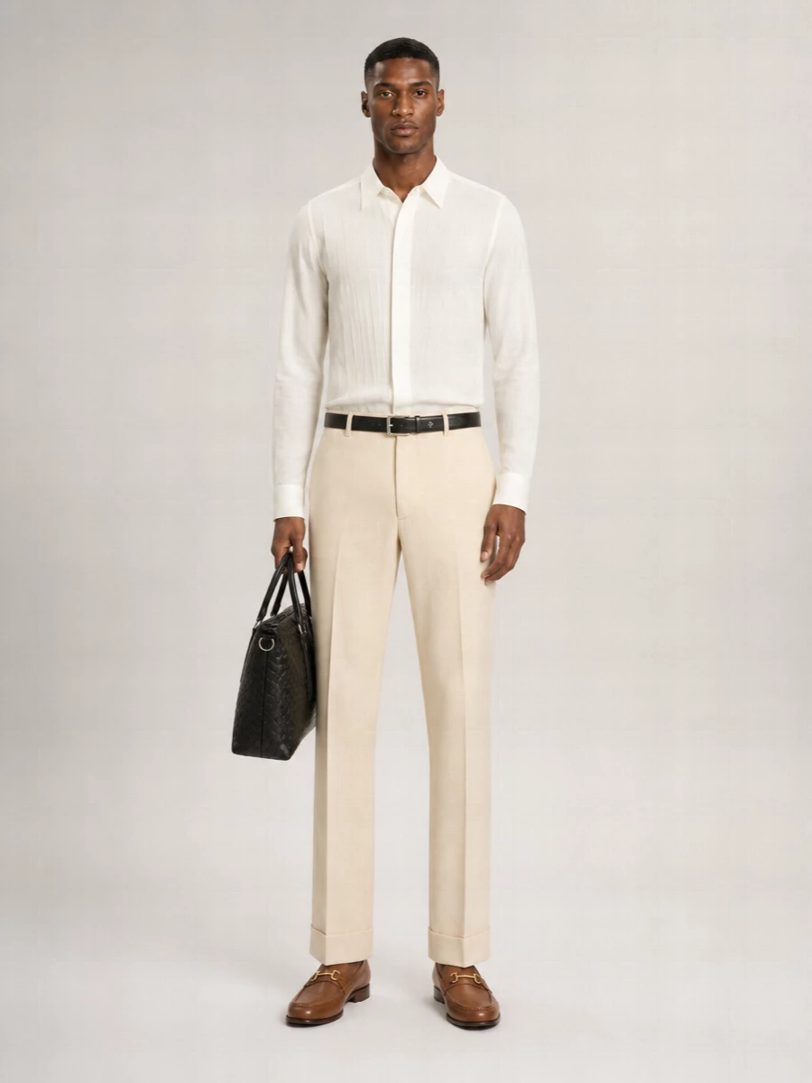Valentino Garavani Cotton High-Rise Straight-Leg Turn-Up Trousers