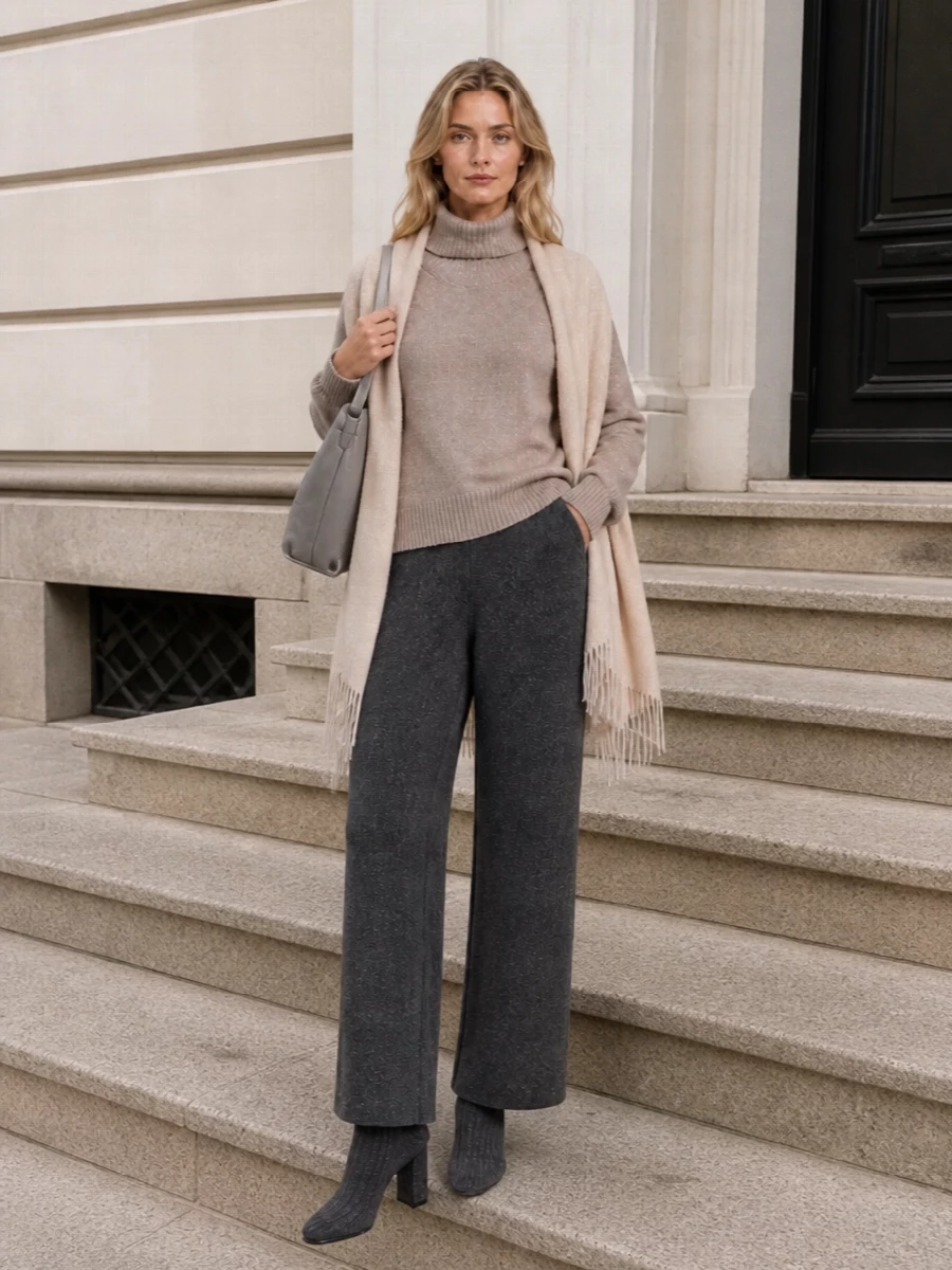 Fabiana filippi taupe sweater grey knit trousers