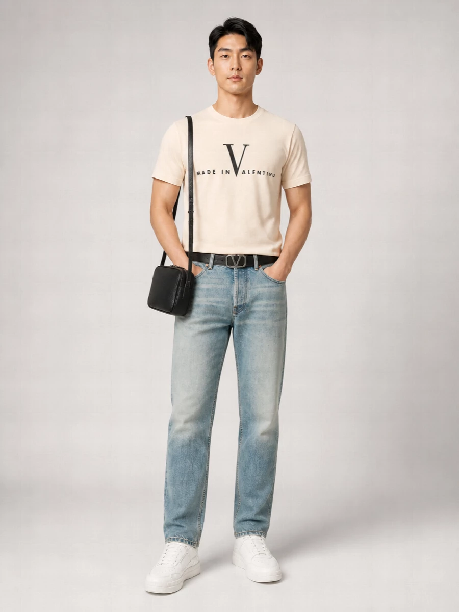 Valentino Denim Mid-Rise Tapered Jeans