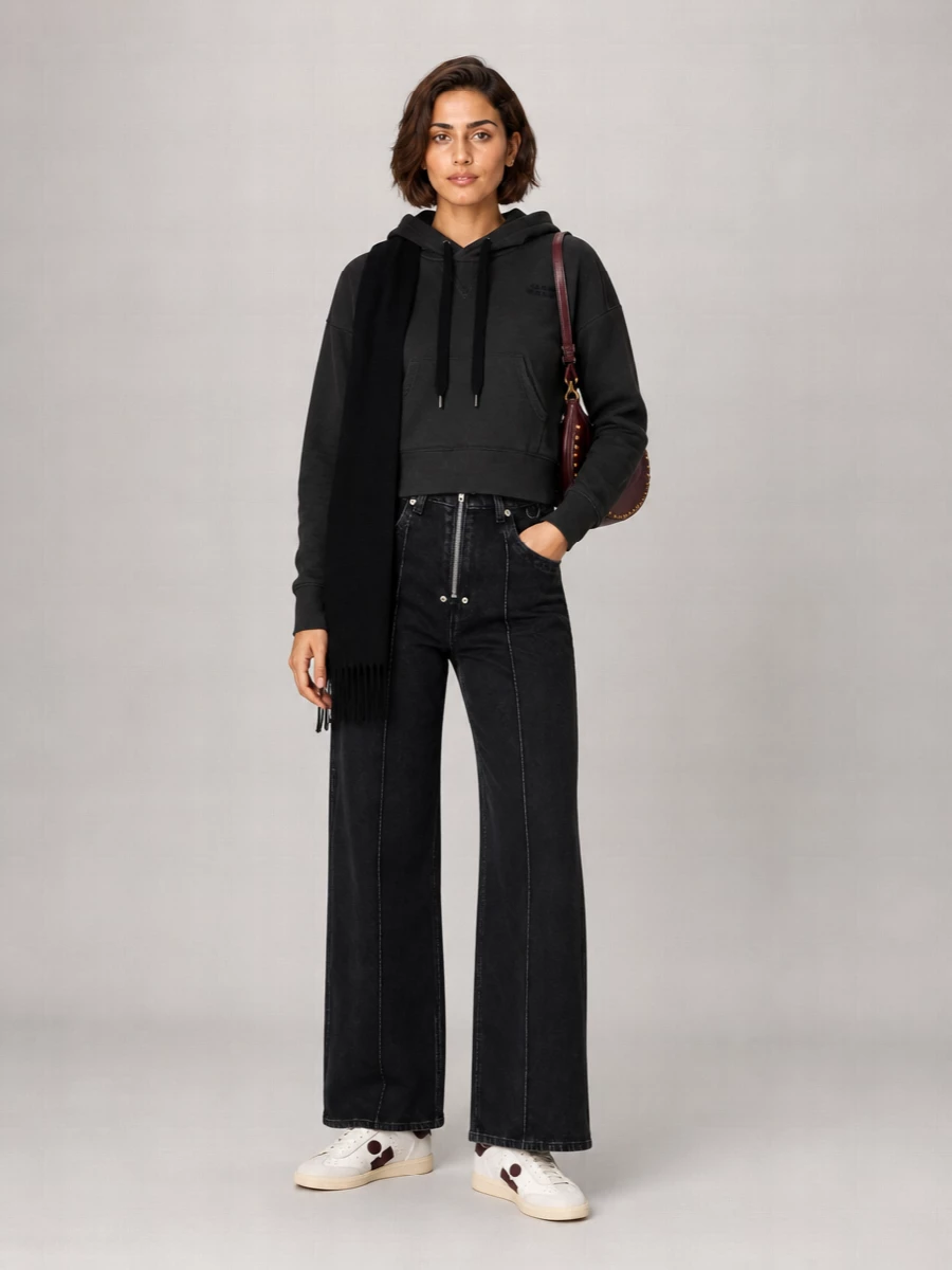 Isabel Marant Organic Cotton Embroidered Logo Hoodie