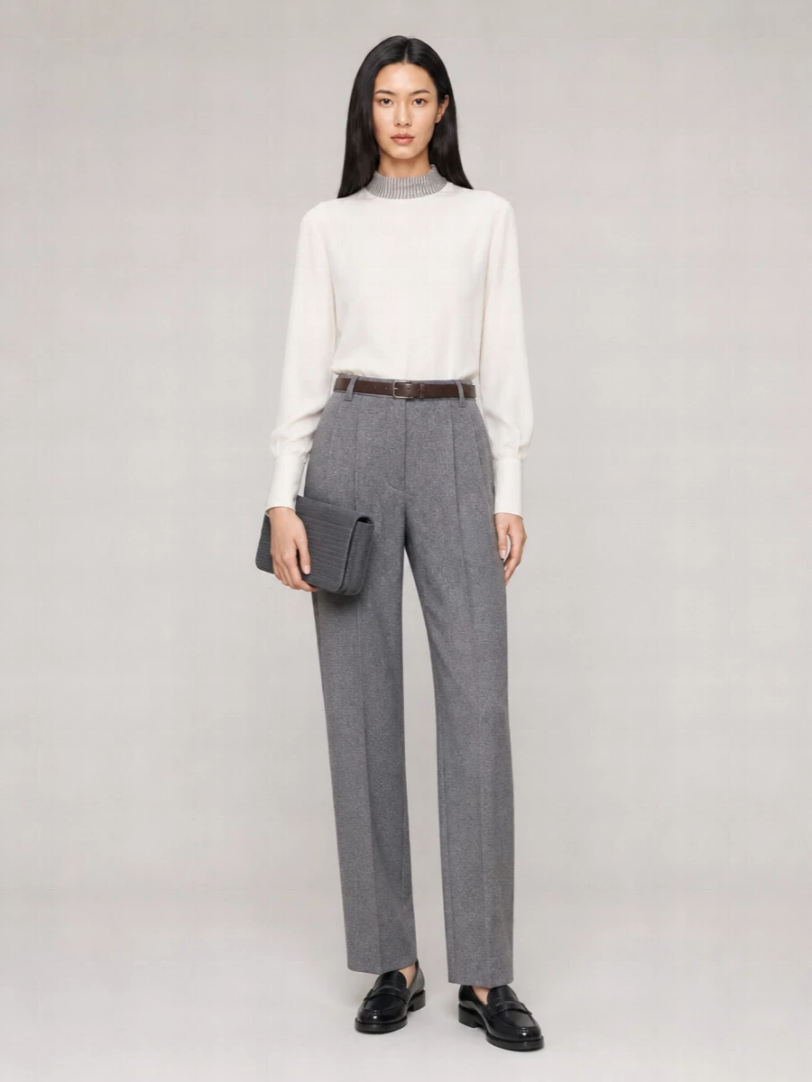 Brunello Cucinelli Silk Long-Sleeve Blouse