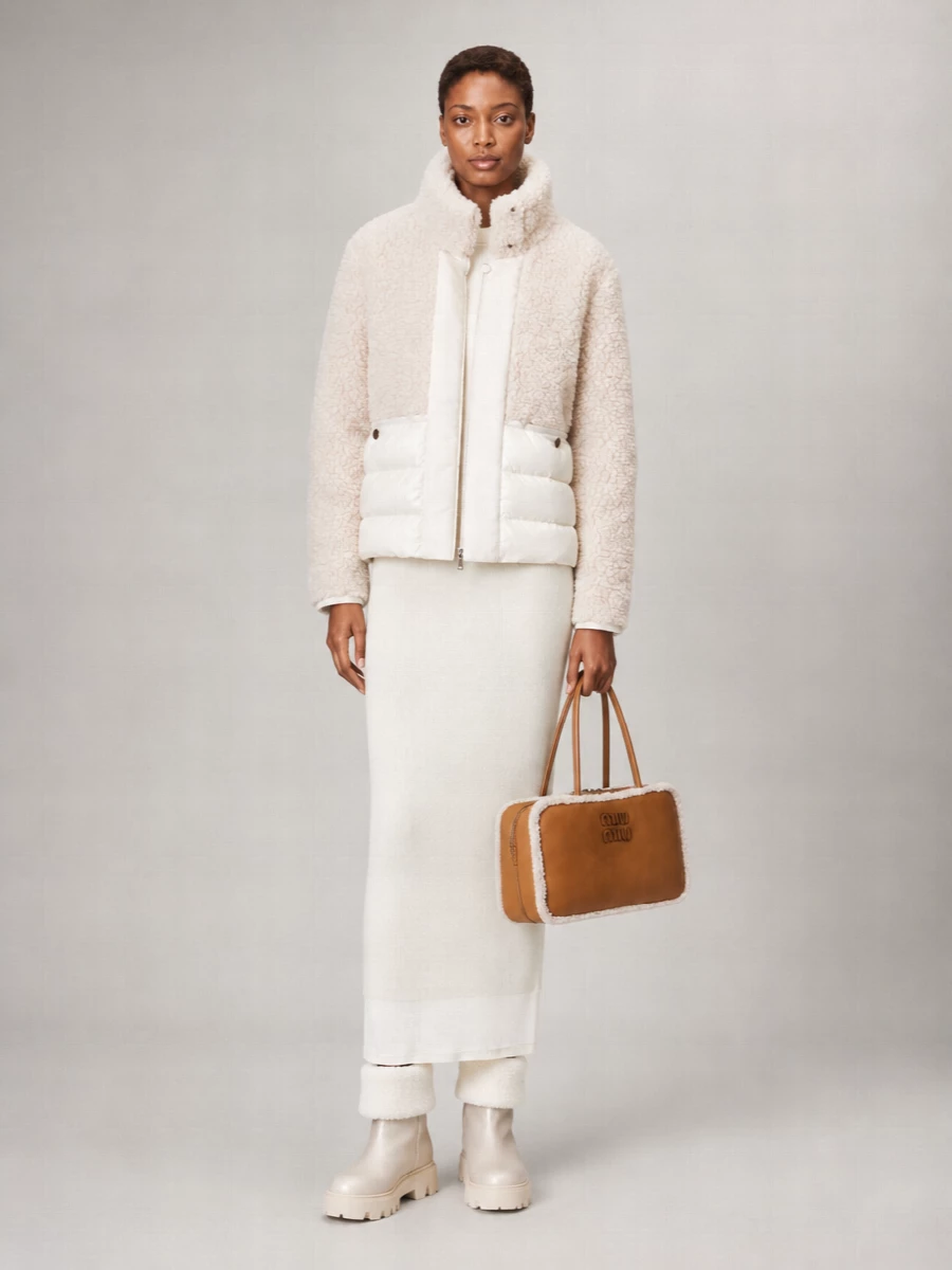 Moncler Quilted Faux Fur Down Jacket