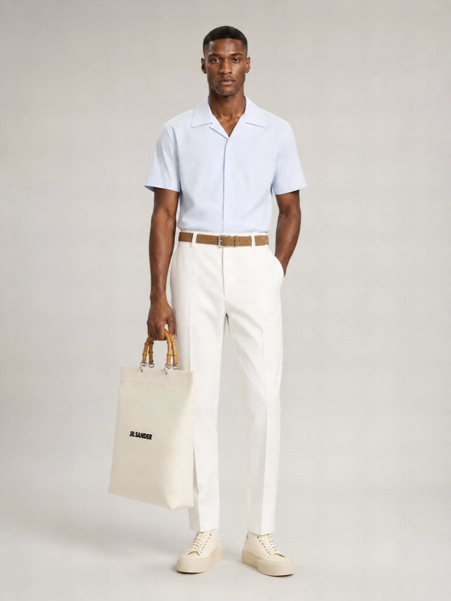 Jil Sander Cotton Bowling Collar Short-Sleeve Shirt