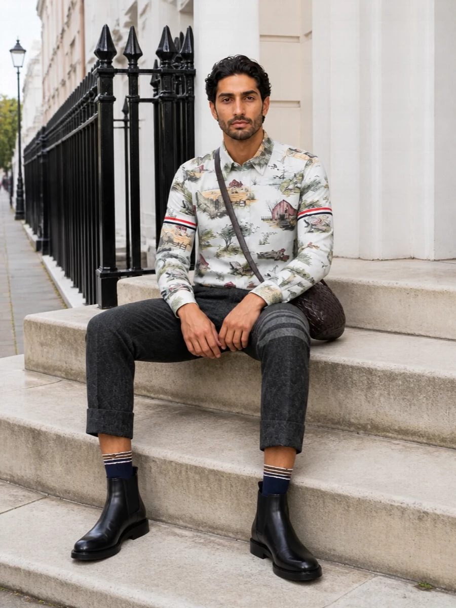 Thom browne shirt charcoal tailoring outfit