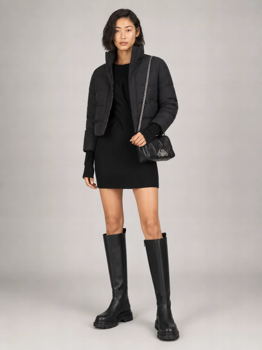 Mc Queen Quilted Cropped Down Puffer Jacket