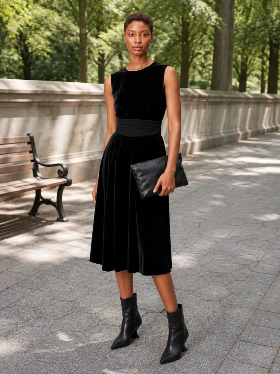Comme des garcons black velvet cocktail outfit