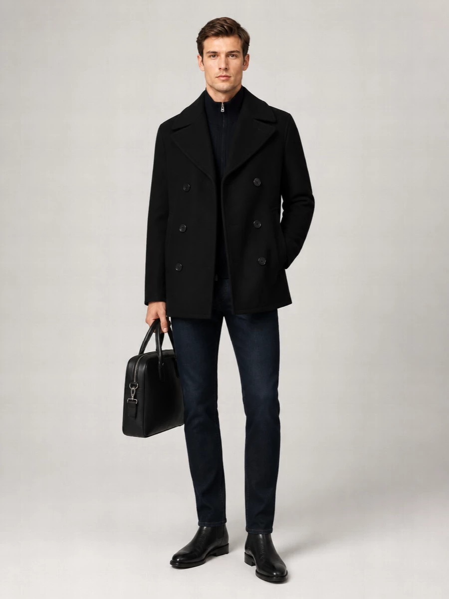 Boss Double-Breasted Peacoat