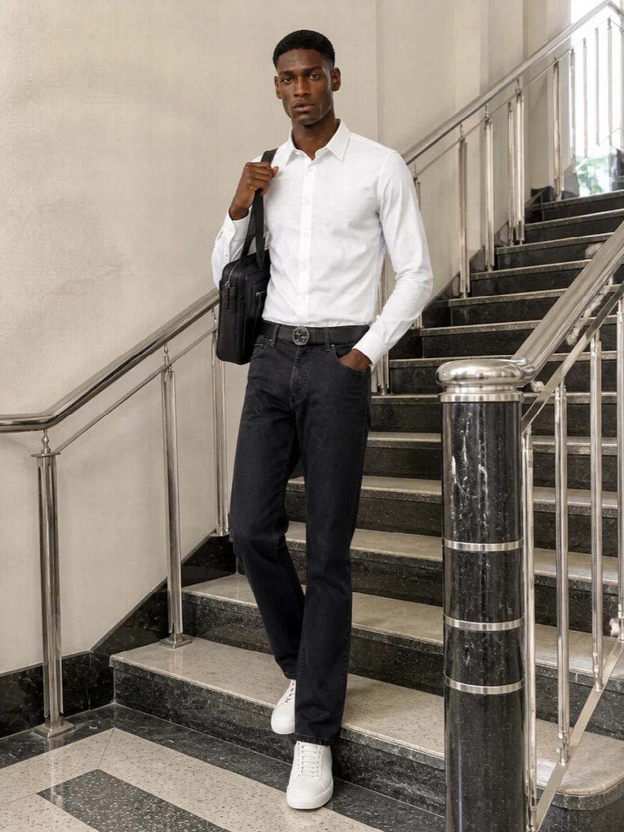 Giorgio armani white shirt dark denim sneakers