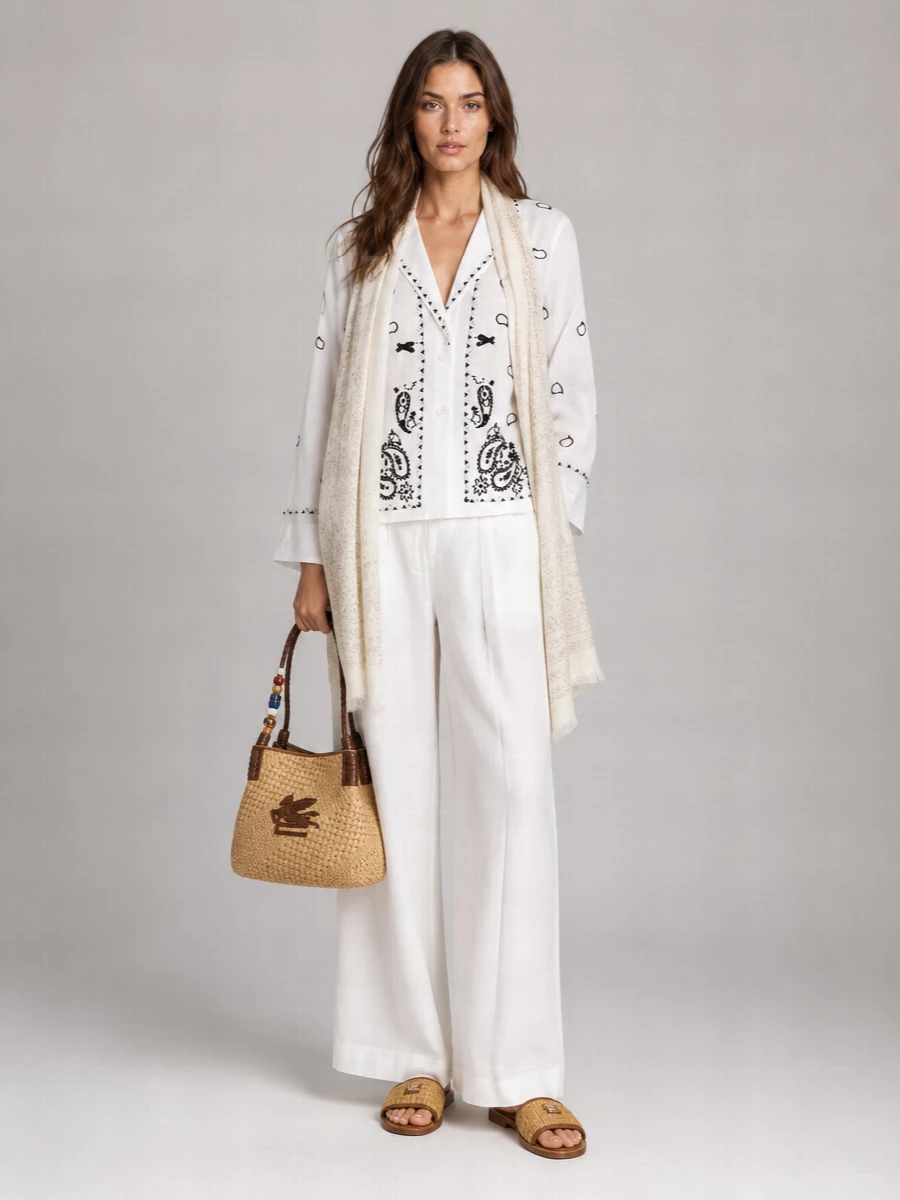 Etro Small Raffia Shoulder Bag