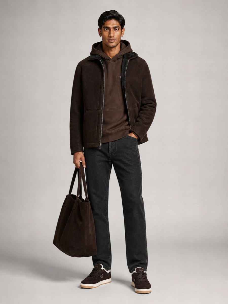 Yves Salomon Lamb Leather Hooded Jacket
