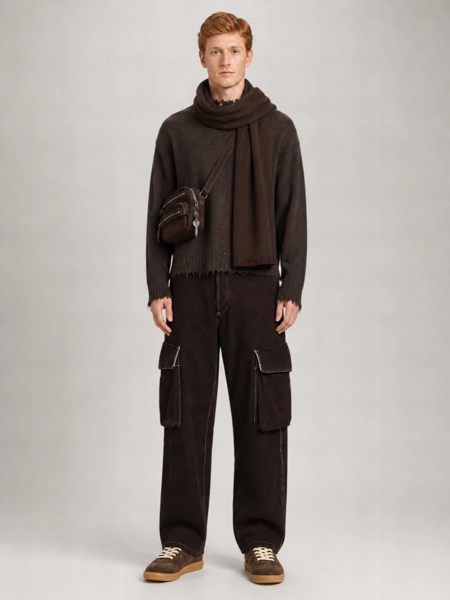 Uma Wang Wool Cropped Cargo Trousers