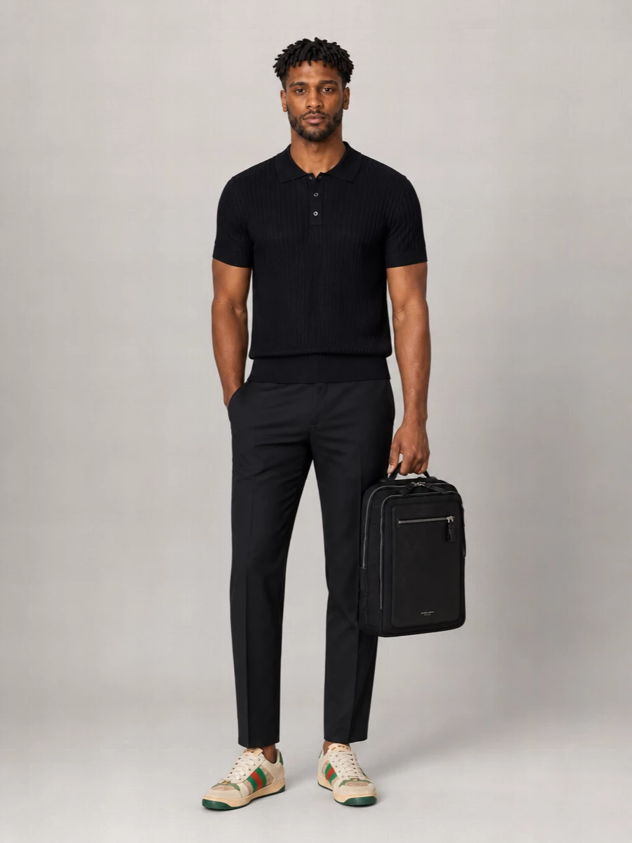 Giorgio Armani Tech Fabric Backpack Leather Insert