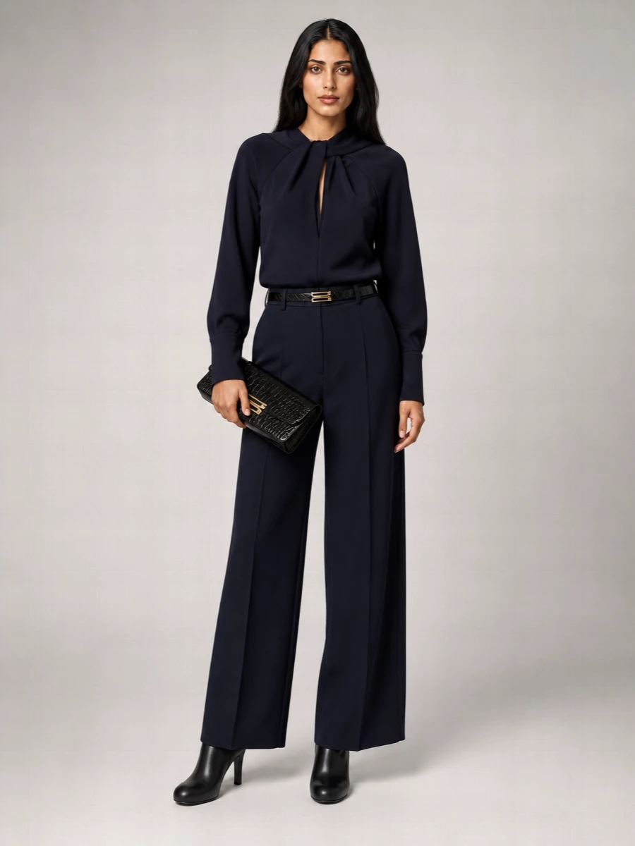 Victoria Beckham Virgin Wool Wide-Leg Trousers