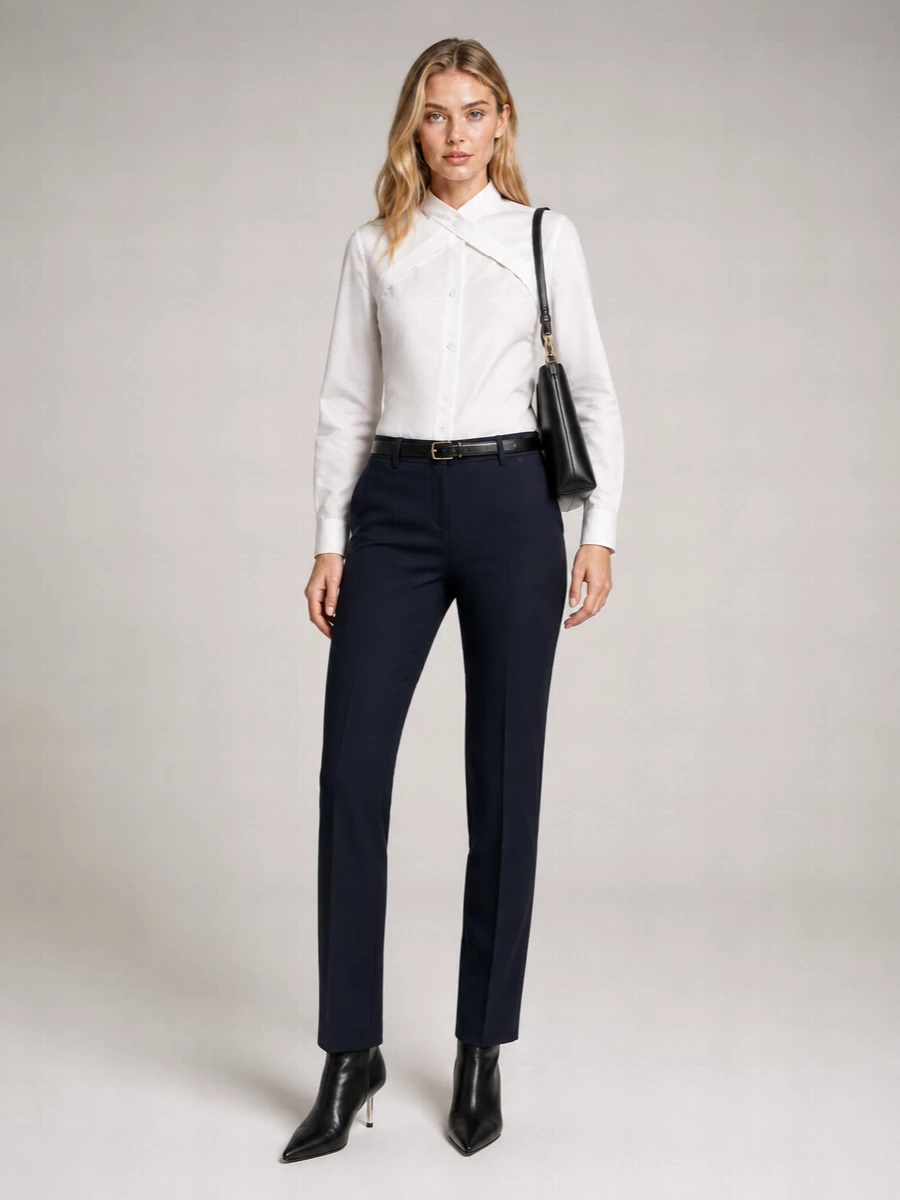 Off-White Virgin Wool Blend High-Rise Wide-Leg Tailored Trousers