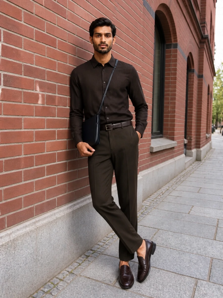 Nn07 brown shirt pt torino trousers outfit