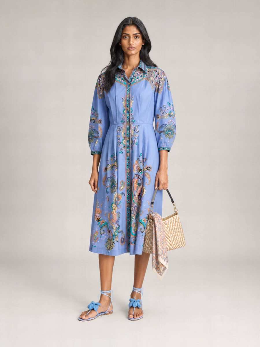 Etro Cotton Printed Shirt Midi Dress