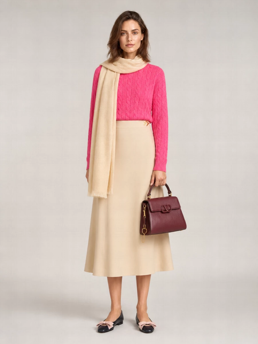Valentino Garavani Cable-Knit Wool Crewneck Sweater