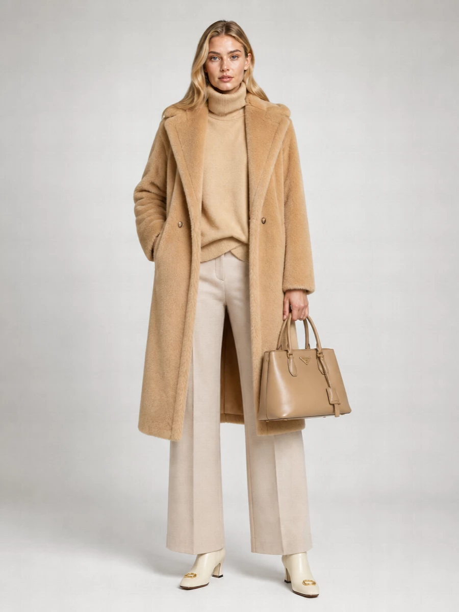 Max Mara Cashmere Faux Fur Coat