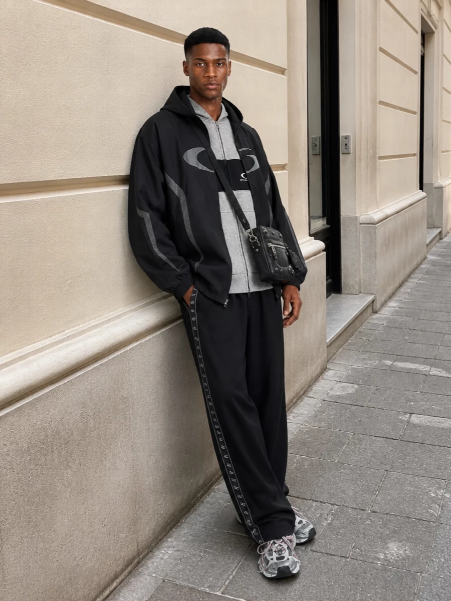 Balenciaga mens windbreaker track pants outfit