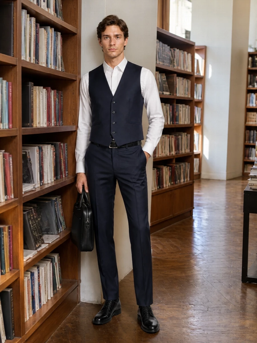 Hugo navy waistcoat tom ford trousers boss shoes