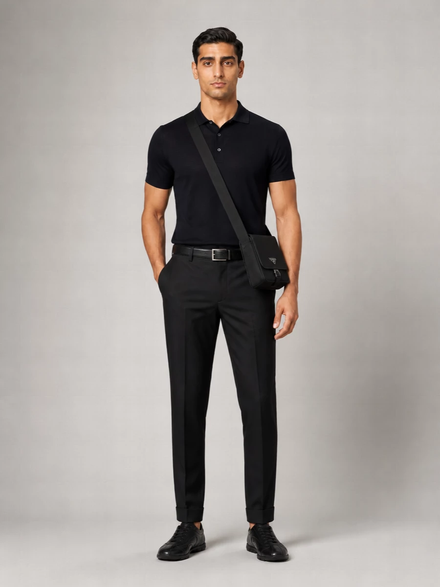 Prada Silk Ribbed Polo Shirt