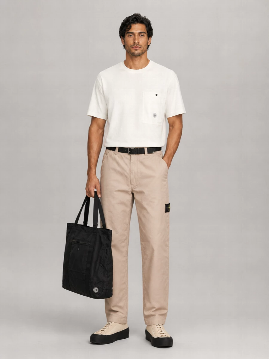 Stone Island Cotton Mid-Rise Straight-Leg Trousers