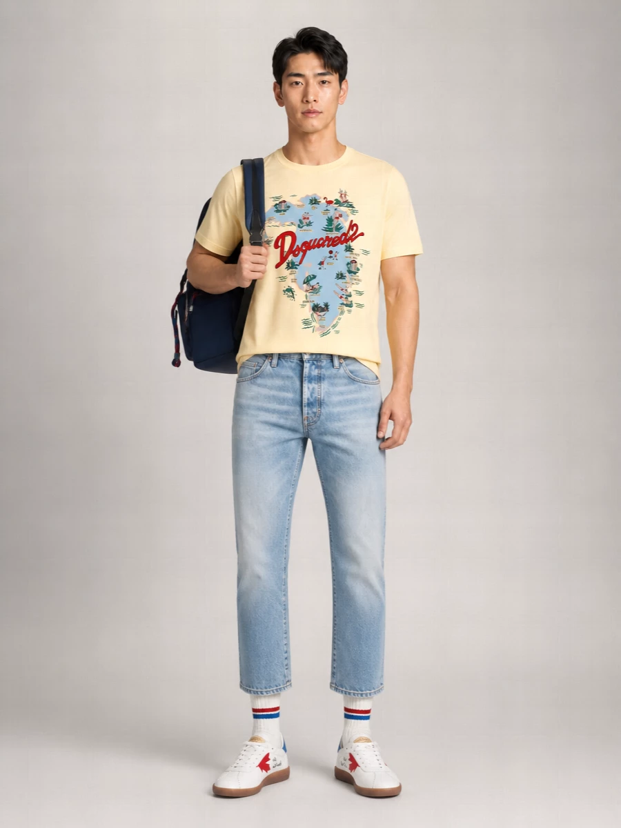 Dsquared2 Printed Cotton Crew Neck T-Shirt