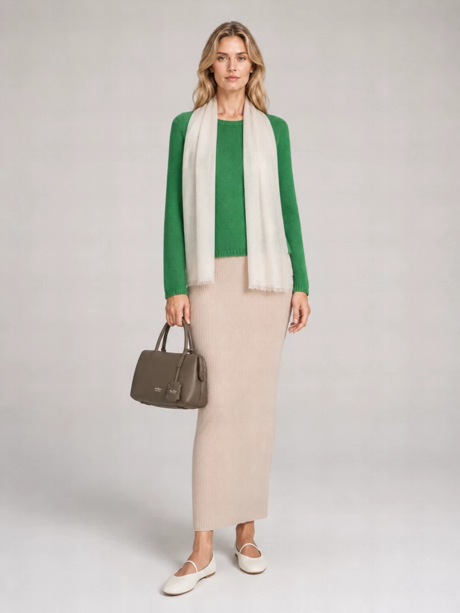 S Max Mara Linen Fine-Knit Boat Neck Long-Sleeve Sweater
