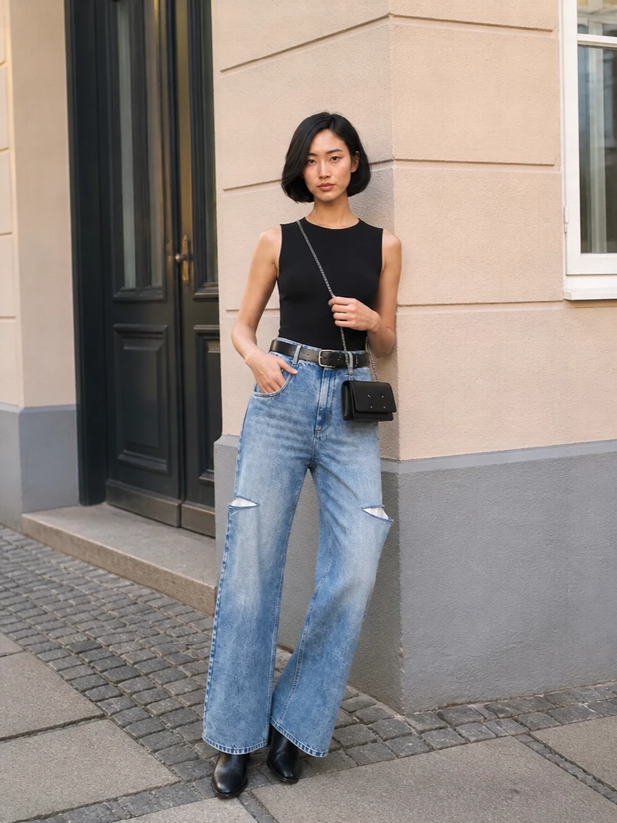 Maison margiela jeans black bodysuit ankle boots