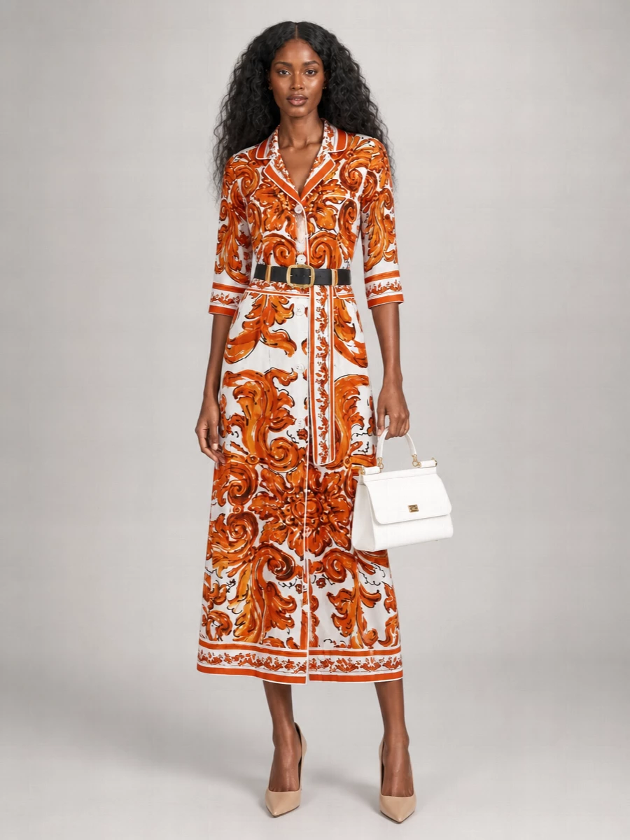 Dolce&Gabbana Printed Silk Midi Dress