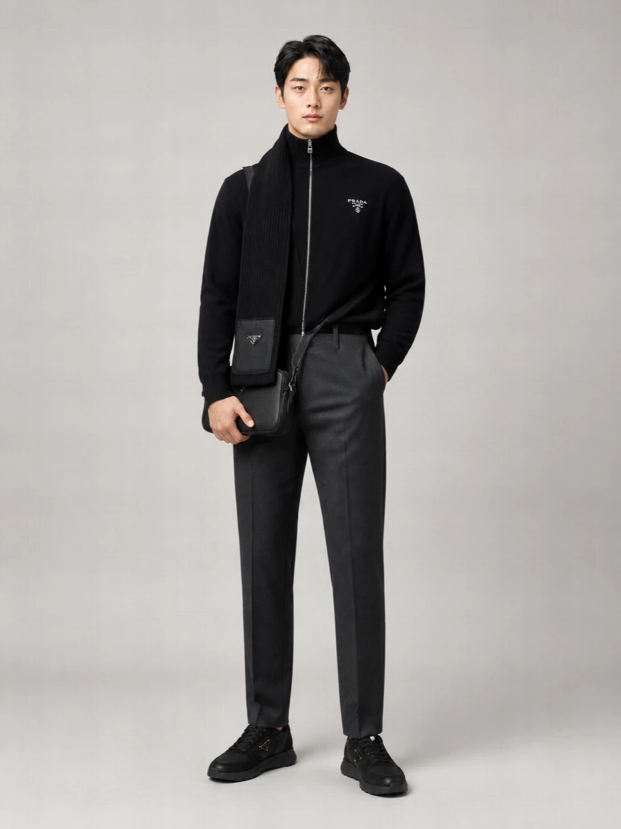 Prada High Collar Cashmere Cardigan