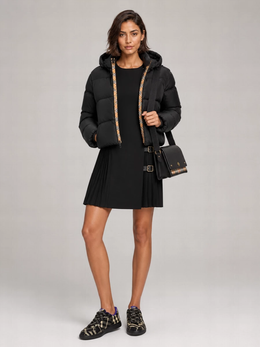 Burberry Down Cropped Quilted Hooded Jacket