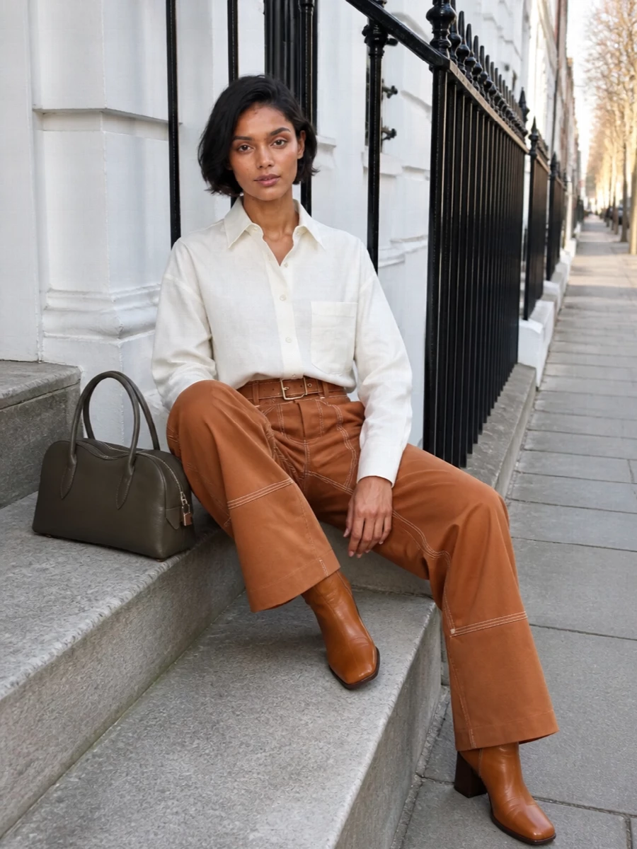 Stella mccartney wide leg trouser ivory shirt