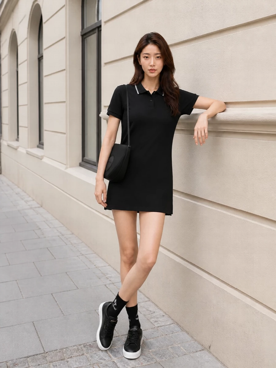 Alexander wang polo mini dress sneakers outfit