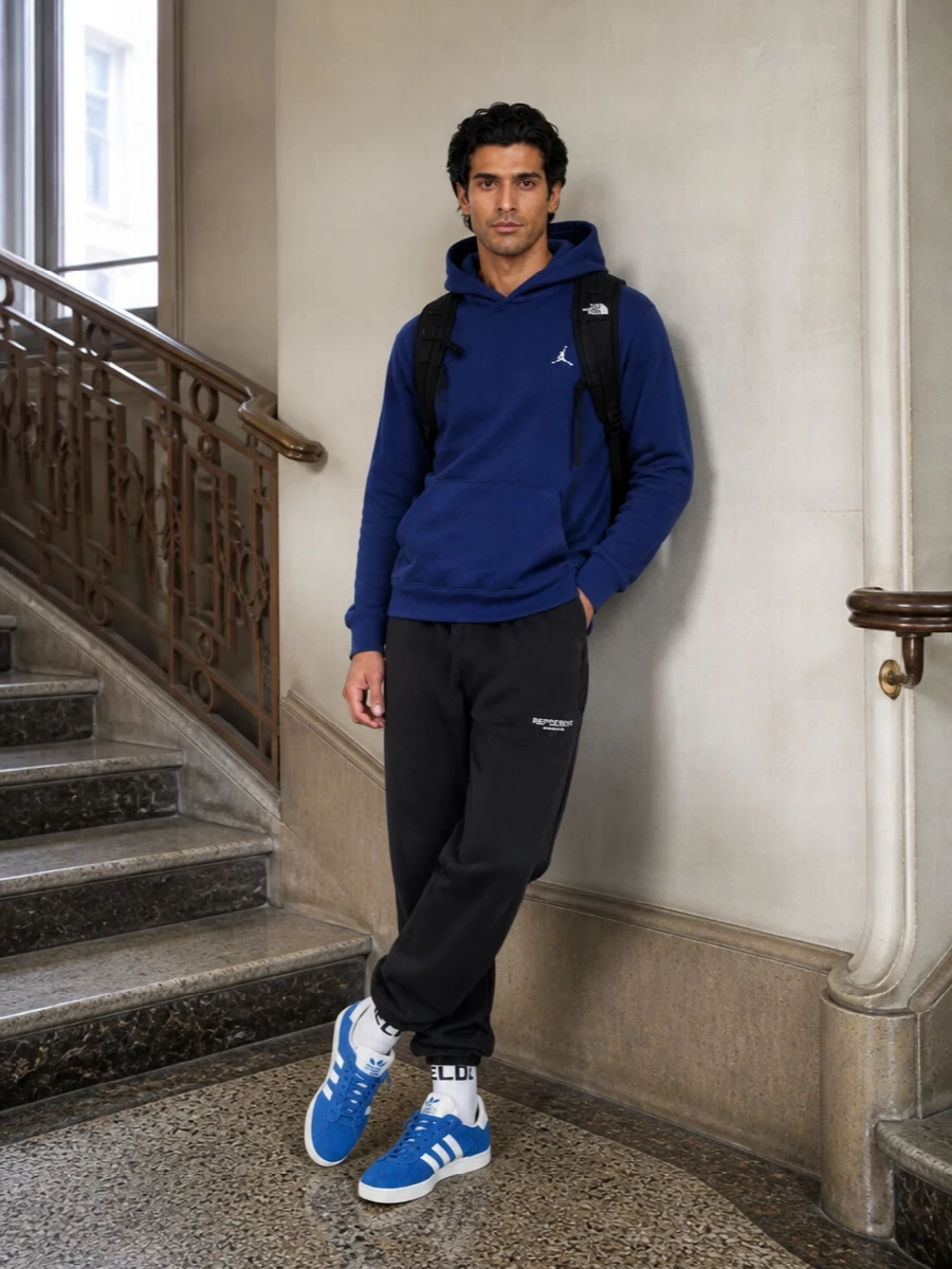 Nike hoodie represent joggers adidas sneakers