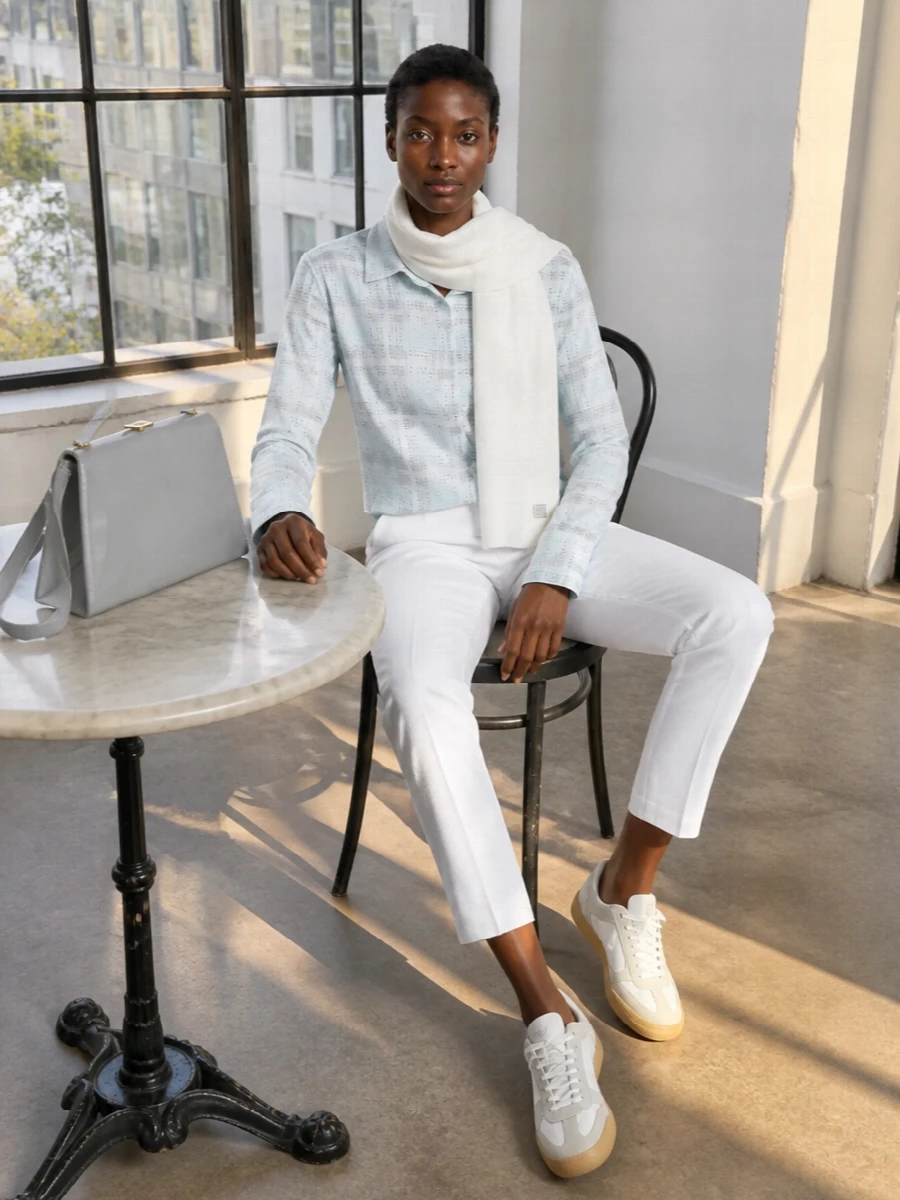 Ermanno scervino cropped shirt white tailored trousers