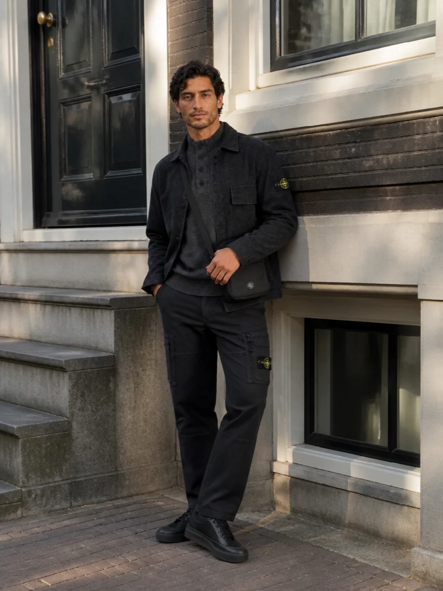 Stone island charcoal overshirt cargo trousers