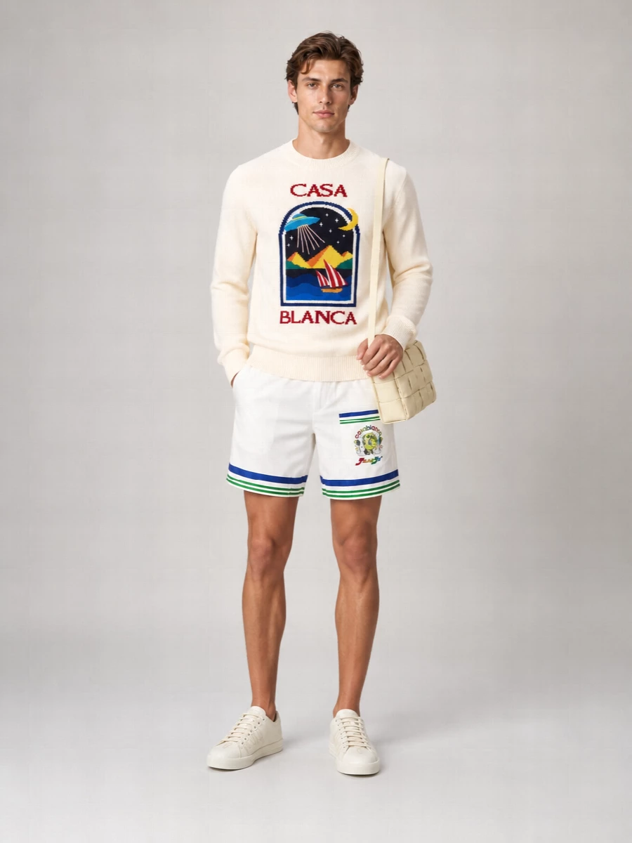 Casablanca Wool Ribbed Crew Neck Sweater