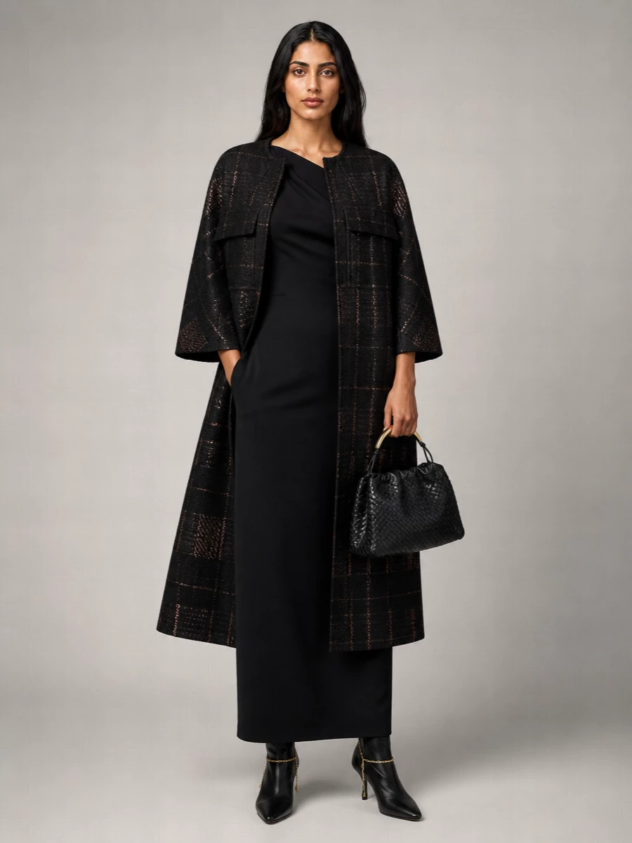 Max Mara Jacquard Lamé Single Breasted Coat