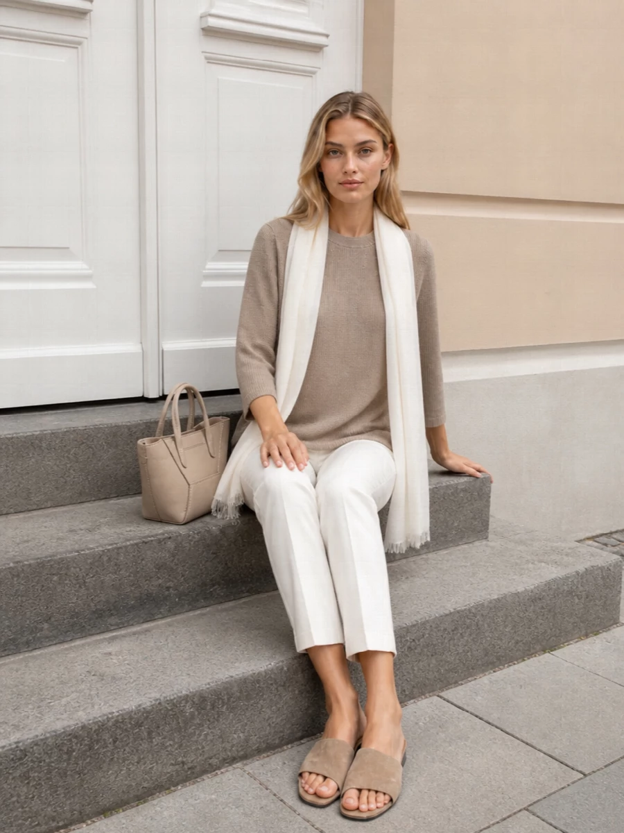 Fabiana filippi knit top ivory tailored trousers
