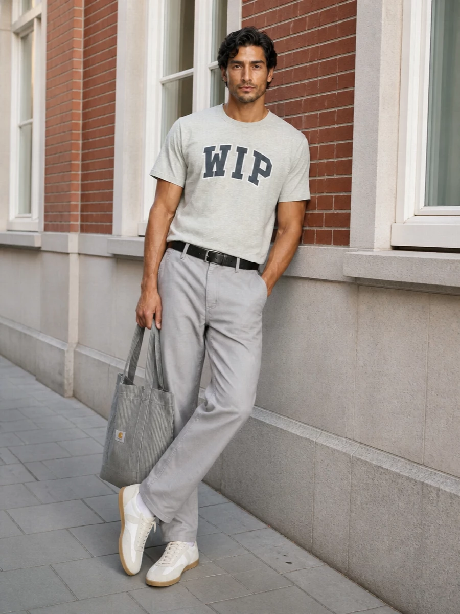 Carhartt grey trouser represent sneaker outfit