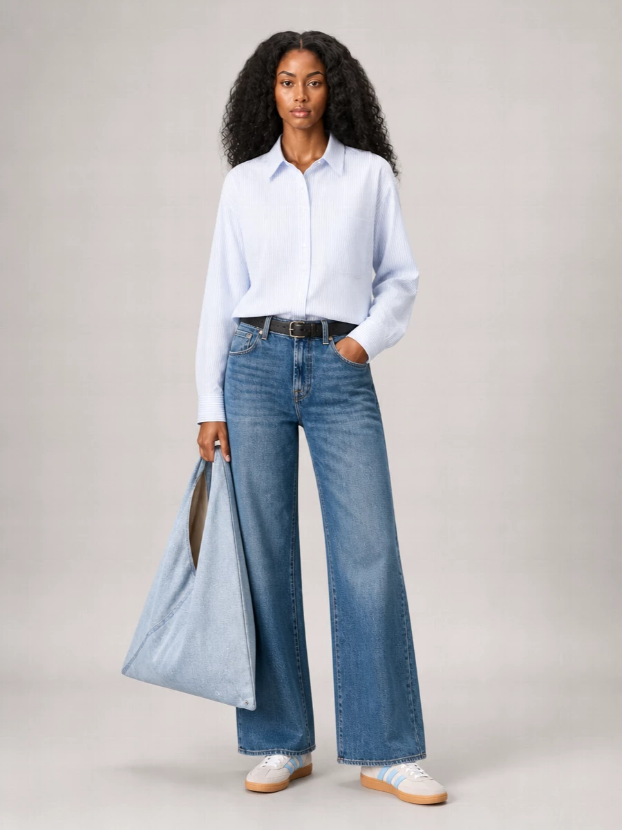7 For All Mankind Denim Wide-Leg Trousers