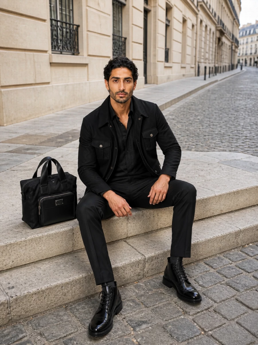 Dolce gabbana black field jacket outfit boots