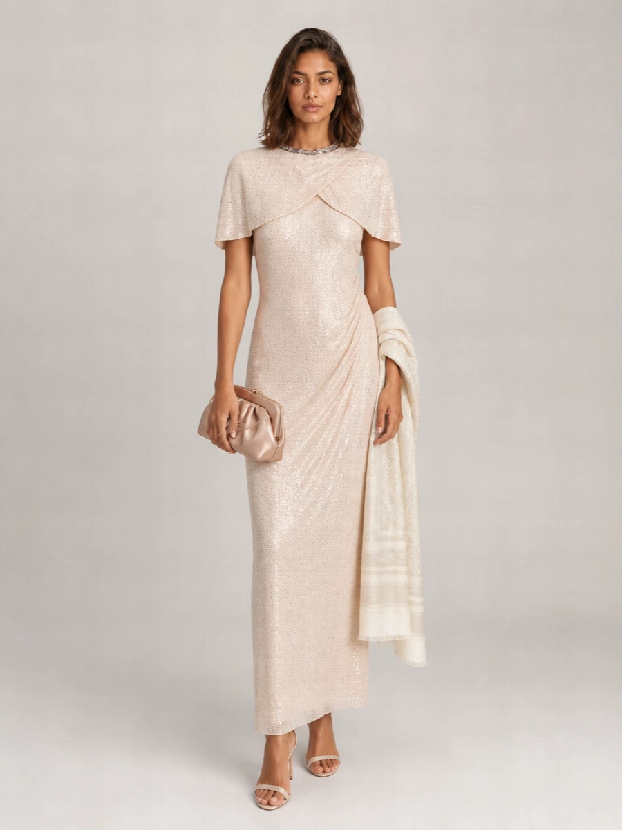 Self-Portrait Sleeveless Draped Rhinestone-Embellished Maxi Dress