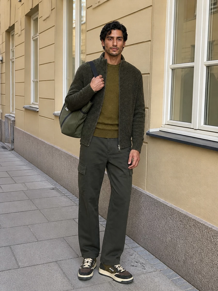 Carhartt olive cargo outfit autry sneakers