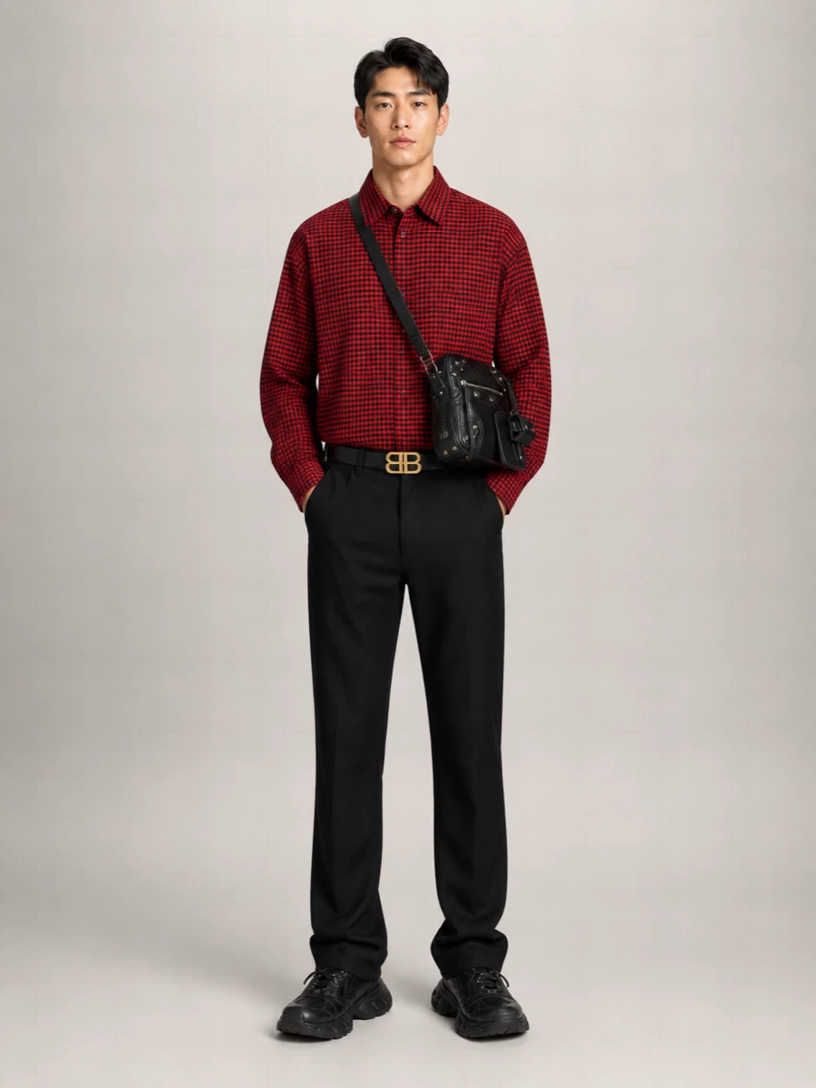 Balenciaga Checked Oversized Cotton Flannel Shirt