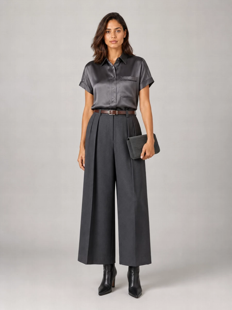 Brunello Cucinelli Silk Short-Sleeve Blouse