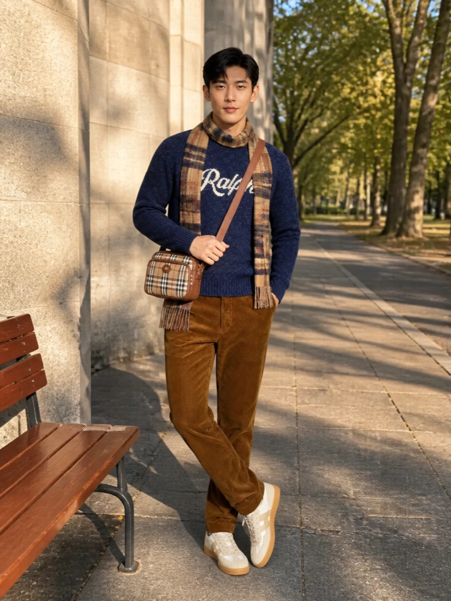 Polo ralph lauren sweater corduroy trousers outfit