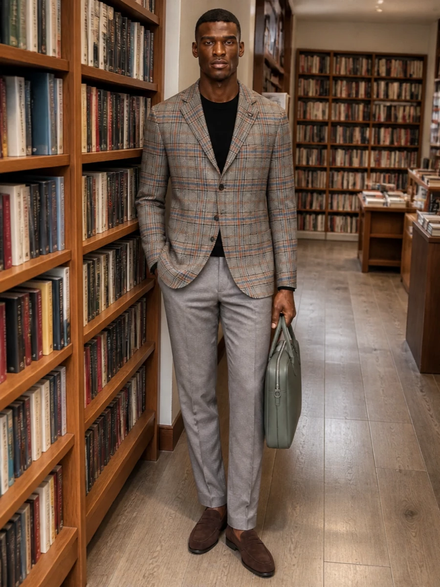 Lardini blazer taupe trousers tods loafers