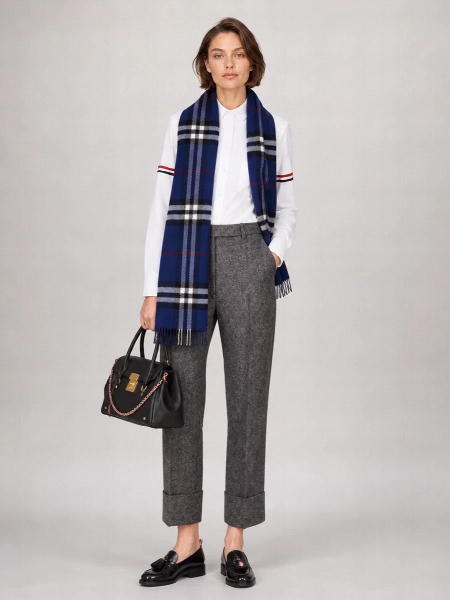Thom Browne Round Collar Shirt With Pocket And Stripes